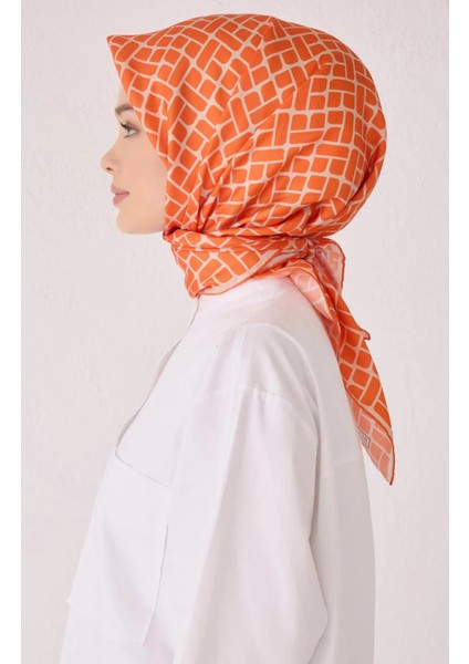 Tivil İpek Eşarp 4062 - 32 Turuncu Karışık Desen modelleri