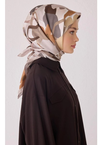 Tivil İpek Eşarp 4054 - 37 Kahverengi Karışık Desen modelleri