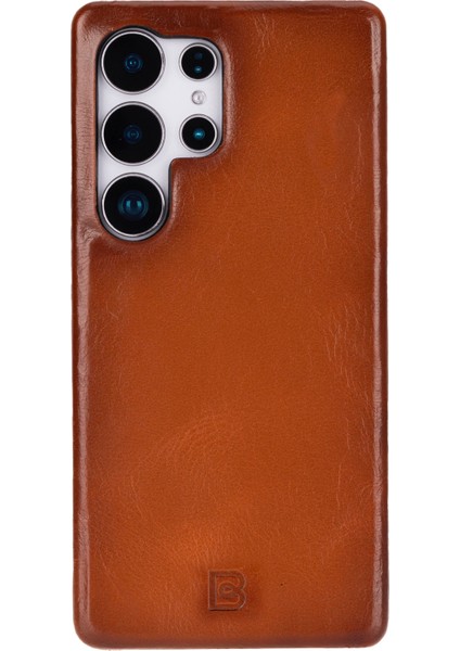 Galaxy S25 Ultra Uyumlu Hakiki Deri Arka Kapak - Turuncu