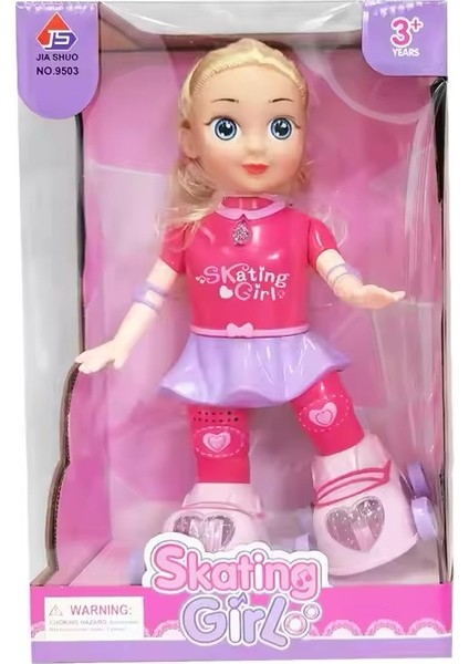 LED Işıklı, Patenli ve Müzikli Oyuncak Bebek Skating Girl