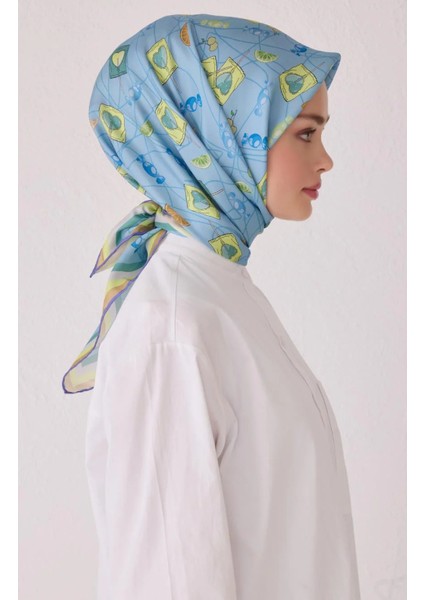 Tivil İpek Eşarp 4050 - 52 Mavi Karışık Desen fiyatları