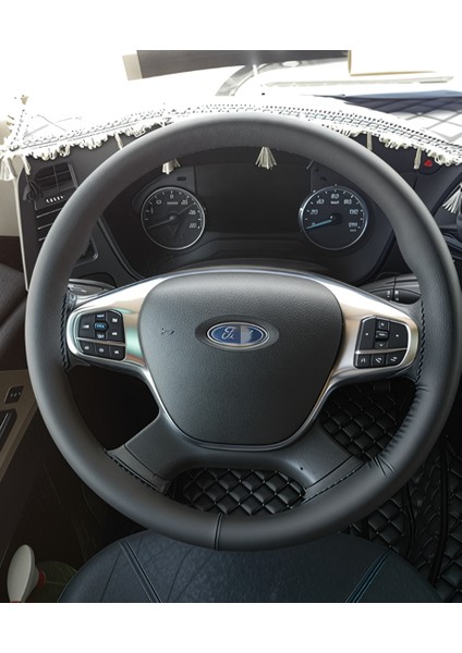 Dikişli Direksiyon Kılıfı Siyah Deri Siyah Dikişli Ford F Max Kamyon Tır Için (Transit E Olmaz)