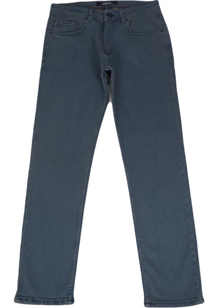 Fistan Store Erkek Mavi Yüksek Bel Rahat Kesim Boru Paça Büyük Beden Jean Pantolon