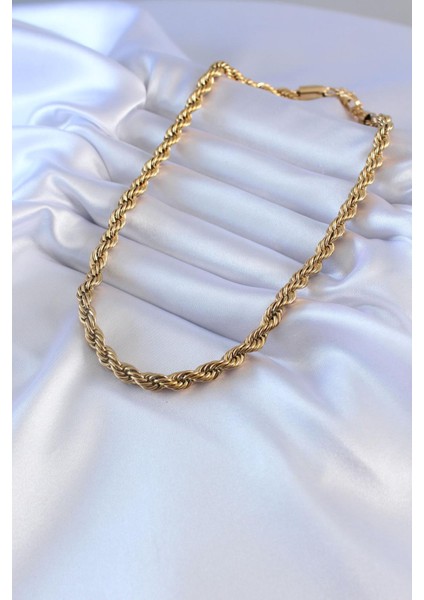 316L Çelik Gold Renk Burgu Model 45 cm Kadın Kolye