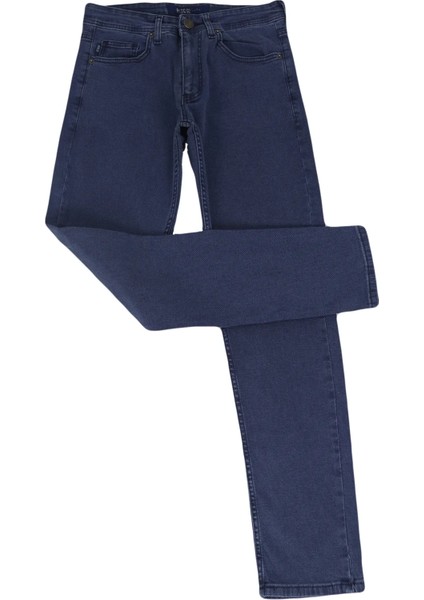 Fistan Store Erkek Mavi Yüksek Bel Normal Kesim Boru Paça Büyük Beden Jean Pantolon