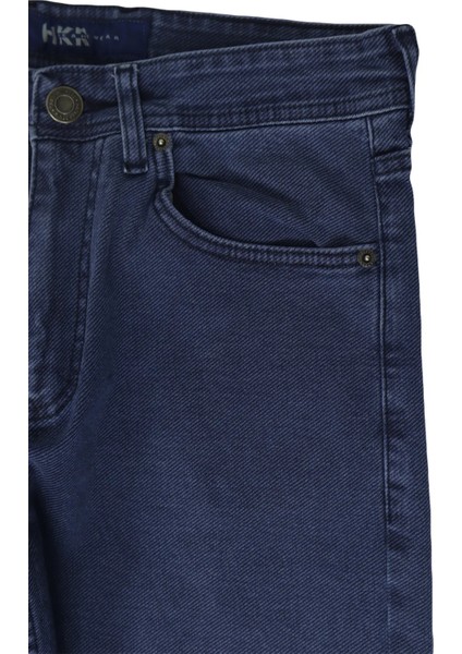 Fistan Store Erkek Mavi Yüksek Bel Normal Kesim Boru Paça Büyük Beden Jean Pantolon