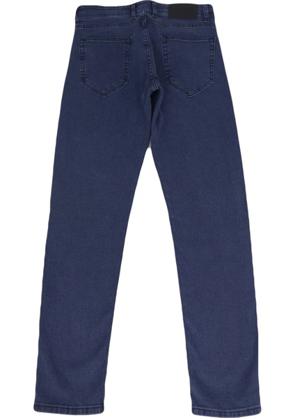 Fistan Store Erkek Mavi Yüksek Bel Normal Kesim Boru Paça Büyük Beden Jean Pantolon