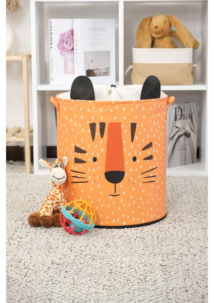 Kaplan Tasarımlı Fileli Bebek Çocuk Odası Düzenleyici Saklama Kutusu Oyuncak Kirli Sepeti 37X40 fiyatları