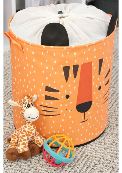 Kaplan Tasarımlı Fileli Bebek Çocuk Odası Düzenleyici Saklama Kutusu Oyuncak Kirli Sepeti 37X40 modelleri