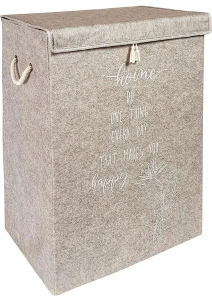 Çok Amaçlı Dikdörtgen Keçe Sepet Bej Düzenleyici Kutu Çamaşırlık Mega Saklama Kutusu 41X30X55 cm