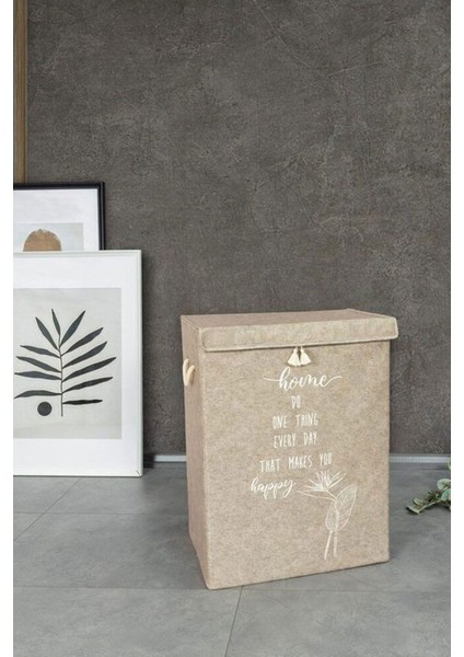 Çok Amaçlı Dikdörtgen Keçe Sepet Bej Düzenleyici Kutu Çamaşırlık Mega Saklama Kutusu 41X30X55 cm fırsatları