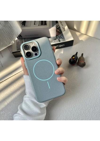 Apple iPhone 15 Pro Max Uyumlu Beats Magsafe Deri Görünümlü Silikon Kılıf Kapak
