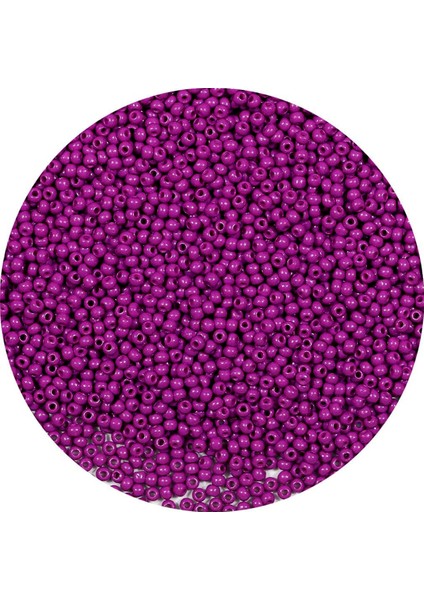 Fuşya Renk 4 mm Yaklaşık 220 Adet/20 Gram Cam Boncuk Oya Yazma Bileklik ve Kolye