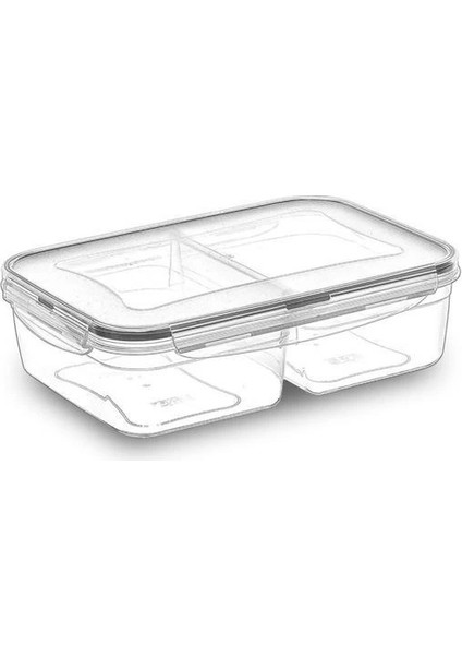 Mulvxkrg KRG02 2 Bölmeli 1+1 Litre Kilitli Kapaklı Erzak Saklama Kabı LC-525 (Mulvix)