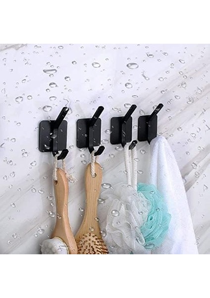Menashop Metrashop Kendinden Yapışkanlı Askılık - 5'li Paket, Ağır Hizmet, Duvar Kancaları, Su Geçirmez Paslanmaz Çelik Askılıklar Ceket, Havlu, Bornoz Askılık Duvara Montaj, Banyo Mutfak Garaj Ev Otel Ofis Dolabı ve Yatak Odası Askıları 3m Bantlı, Mat Siyah 04
