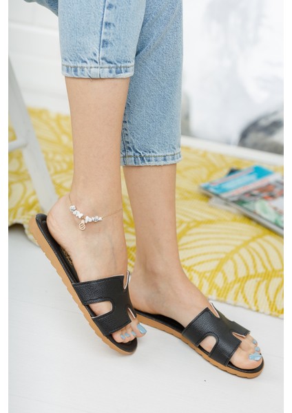 Kadın Siyah Hermes Model Terlik Petli Yumuşak Terlik Çeyiz Bohça Terliği Şık Zarif Misafir Terliği fiyatları