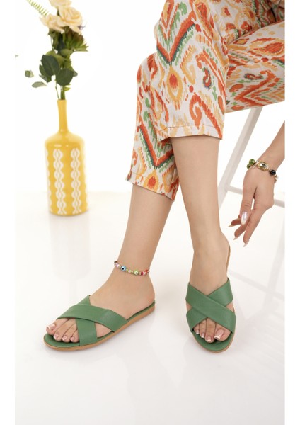 Kadın Günlük Terlik Yeşil Yazlık Deniz Plaj Çeyiz Misafir Dış Mekan ve Ev Terliği indirimleri