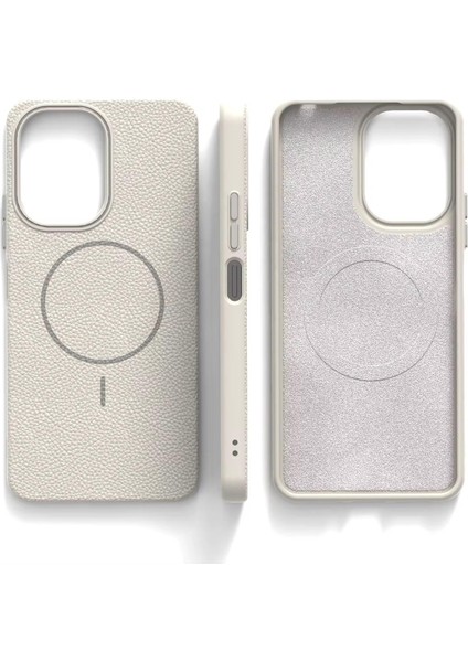 Apple iPhone 15 Pro Uyumlu Beats Magsafe Deri Görünümlü Silikon Kılıf Kapak
