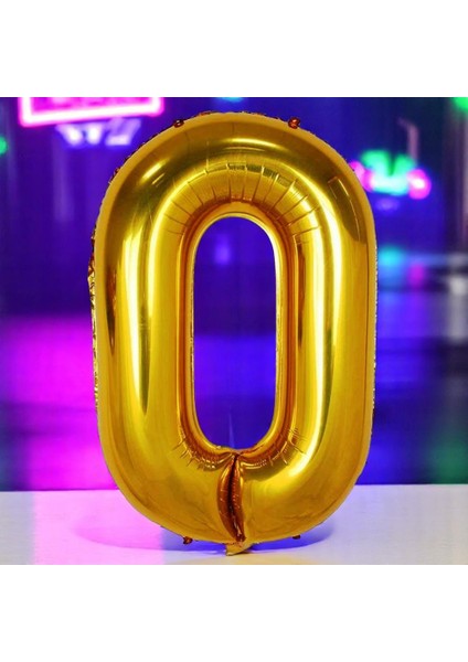 Gold 0 Rakam Folyo Balon Uçan Balona Helyum Gazına Uygun Yüksek Kalite 1 Metre Gold 0 Rakam Balon