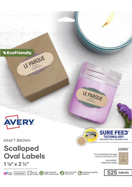 Fisto Oval Etiketler, Lazer ve Mürekkep Püskürtmeli Yazıcılar Için, 525 Kraft Kahverengi Etiketler (22855) (Paket Değişebilir)
