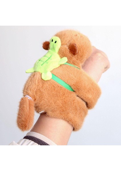 Tutunan Kapibara Peluş Bileklik Işıklı Sesli Hareketli Oyuncak Tokat Bilekliği Kola Yapışan Capybara
