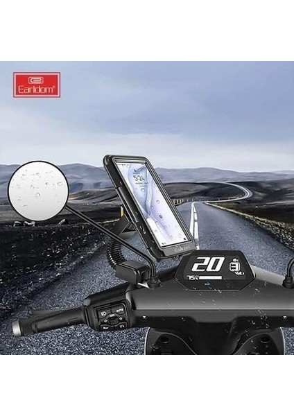 EH-139 Motosiklet Telefon Tutucu Ayna Tipi Tutucu Su Geçirmez Dokunmatik Dikiz Aynası Tutucu 4,7-7 Inç Bisiklet Motor Tutucu fiyatları