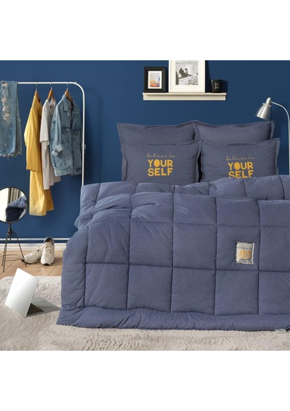 Home Motto Cotton Comfort Tek Kişilik Uyku Seti Indigo