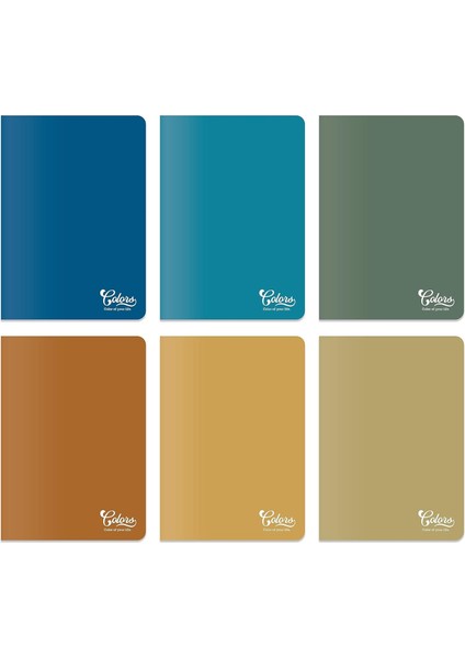 - Colors Vintage Serisi, A5 60 Yaprak Çizgisiz Karton Kapaklı Defter 6'lı Paket, Renkli