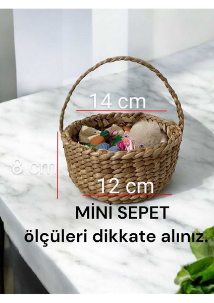Mini Hasır Sepet 14X12X8 Mutfak Banyo Salon Çok Amaçlı Dekoratif Sepet(Ölçüleri Dikkate Alınız)