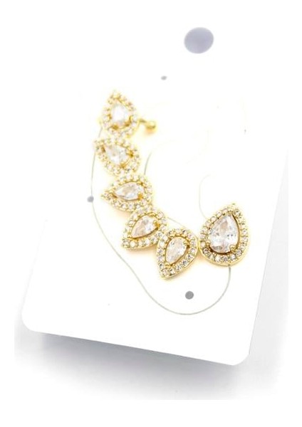 Taşlı Kıkırdak Küpe - Altın