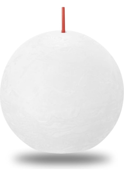 Bulut Beyazı Renginde Rustik Top Mum - 76MM - 25 Saat Süresi
