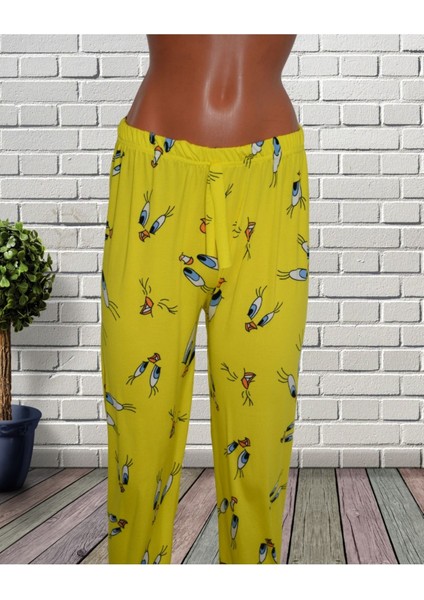 Genç Tweety Desen Milan Kumaş Dar Paça Esnek Bel Gawzera Altlık Pantolon fiyatları