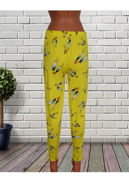 Genç Tweety Desen Milan Kumaş Dar Paça Esnek Bel Gawzera Altlık Pantolon fırsatları