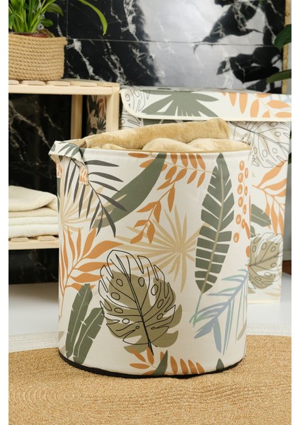 Yaprak Desenli Filesiz Kirli Çamaşır Dolap Içi Çocuk Odası Oyuncak Düzenleyici Saklama Sepeti 37X40 fiyatları