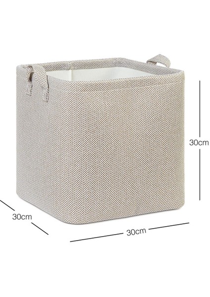Bej Dokulu Dolap Içi Çamaşır Oyuncak Düzenleyici Katlanır Saklama Sepeti Organizer 30X30X30