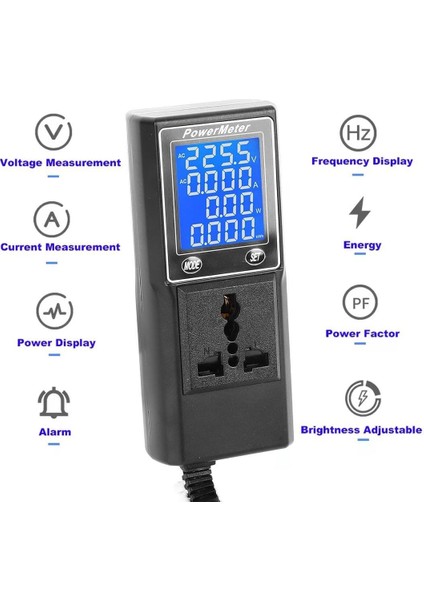 PM-26400 Volt Amper Watt Hz Güç Ölçer Dijital Ekranlı (Powermeter)