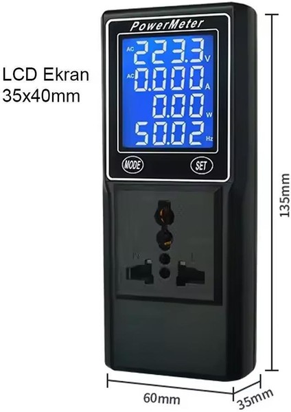 PM-26400 Volt Amper Watt Hz Güç Ölçer Dijital Ekranlı (Powermeter)
