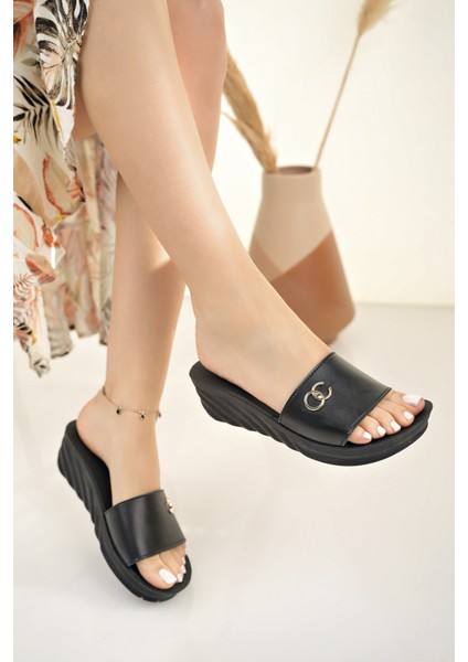 Kadın Terlik Siyah Ortopedik Anatomik Abiye Şık Yazlık Deniz Plaj Çeyiz Misafir Terliği