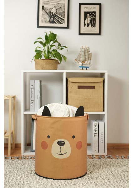 Ayı Tasarımlı Fileli Bebek Çocuk Odası Düzenleyici Saklama Kutusu Oyuncak Kirli Sepeti 37X40 fırsatları