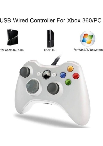 Xbox 360 ve Pc Uyumlu Kablolu Oyun Kolu Joystick Gamepad