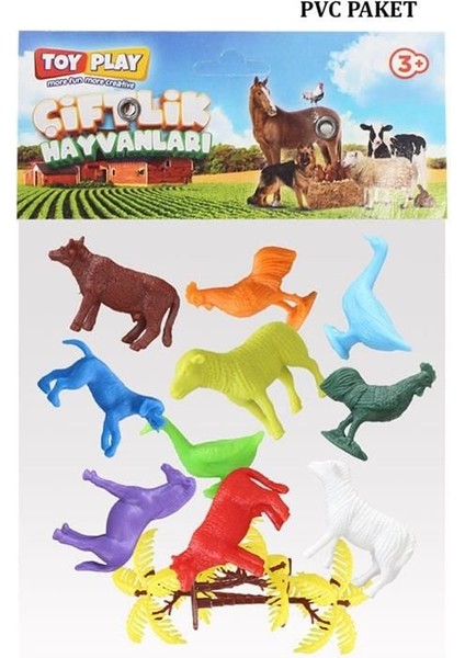 Kampanya Estevia 676 Toy Play 12 Parça Renkli Mini Çiftlik Hayvanları Figür Seti 4-6 cm Yeni!!!