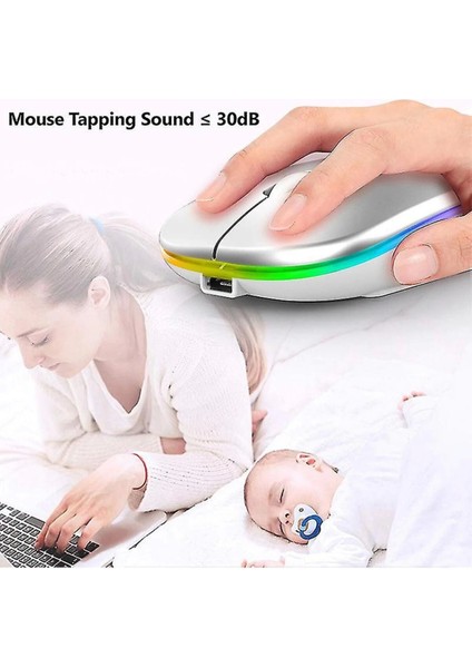 Kablosuz Fare Wireless Mouse 4 Tuşlu Renk Sessiz Şarj Edilebilir Dpı Kontrol