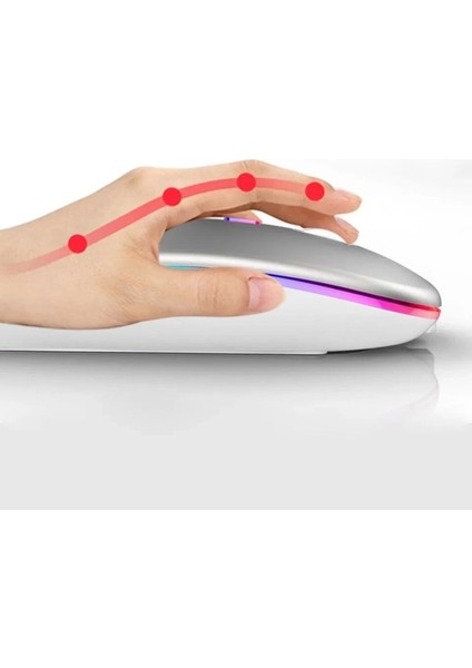 Kablosuz Fare Wireless Mouse 4 Tuşlu Renk Sessiz Şarj Edilebilir Dpı Kontrol