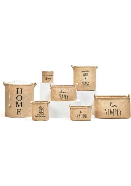 Jüt, Dolap Içi Çamaşır Çocuk Odası Oyuncak Düzenleyici Katlanır Saklama Sepeti Organizer 24X17X14