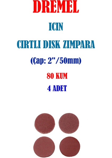 Dremel Için Cırtlı Disk Zımpara - 80 Kum - Çap 50MM (4 Adet) fiyatları