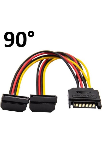 90° Sata Power Çoklayıcı Y Splitter Kablo – 1 Erkek 2 Dişi - Ssd/hdd Uyumlu