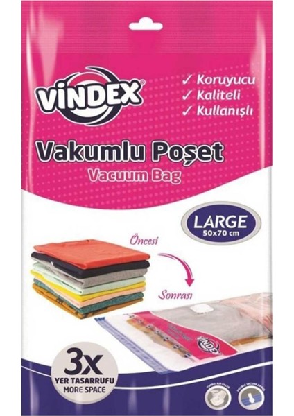 Vakumlu Giyisi Yastık Yorgan Saklama Torbası Poşeti Hurç - Large - 50X70 Cm. -1 Adetlik Paket