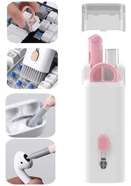 Pratik Çok Fonksiyonlu 7 Parça Airpods Klavye Ekran Kulaklık Temizleme Kiti ( Lisinya )