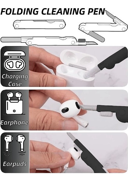 Pratik Çok Fonksiyonlu 7 Parça Airpods Klavye Ekran Kulaklık Temizleme Kiti ( Lisinya )