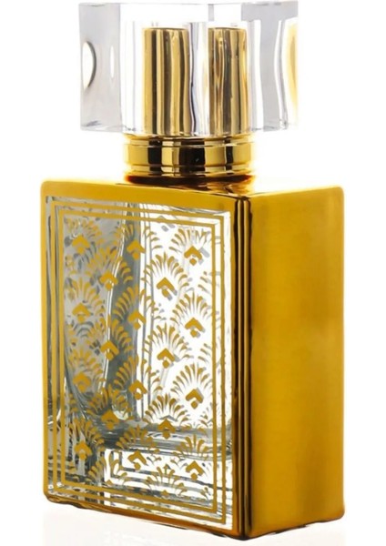 Hediyelik Doldurulabilir Cam Parfüm Şişesi 50 ml Gold Desenli